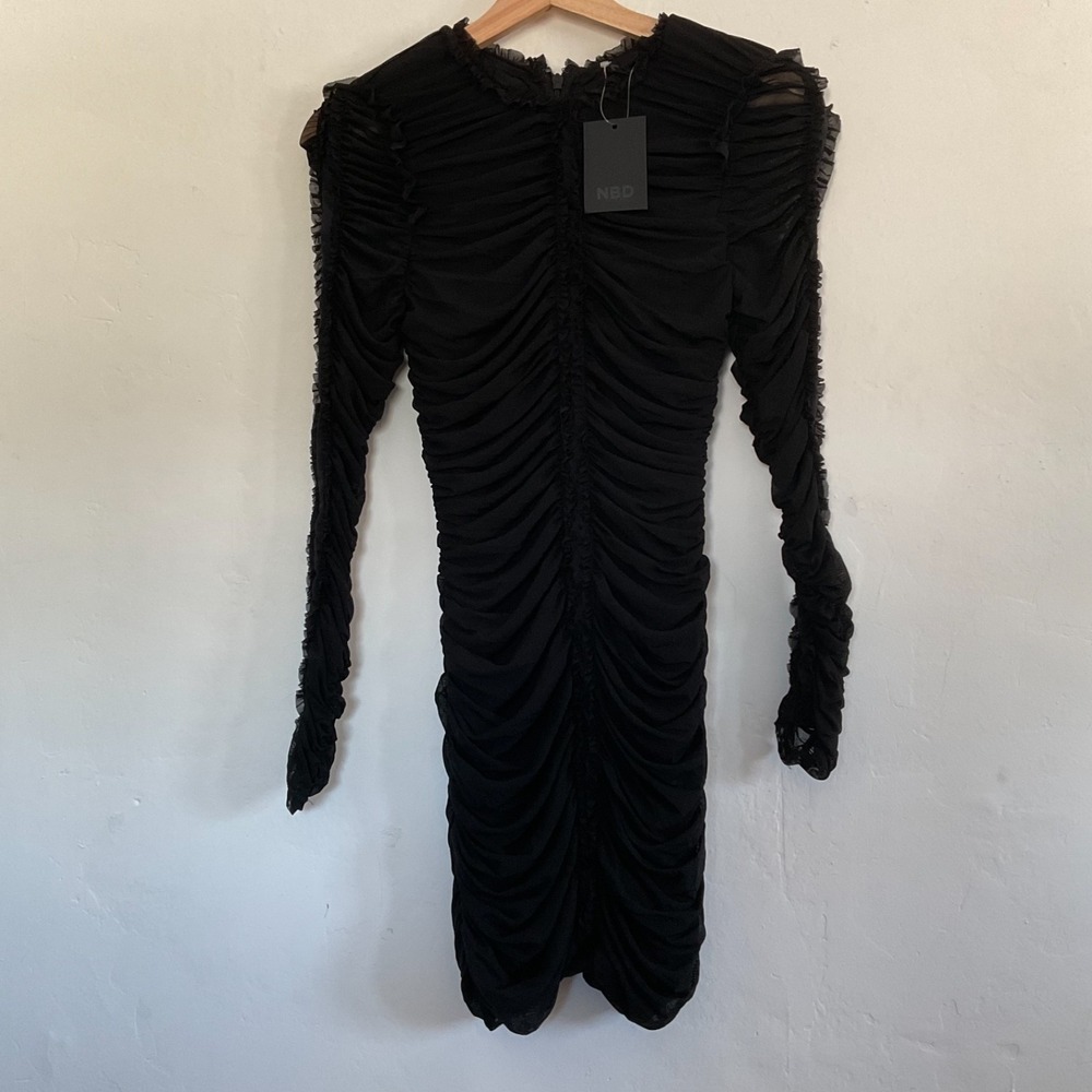 NBD Revolve Mesh Short‎ Dress LBD Black Whimsigoth Sheer Designer Sexy NWT Small